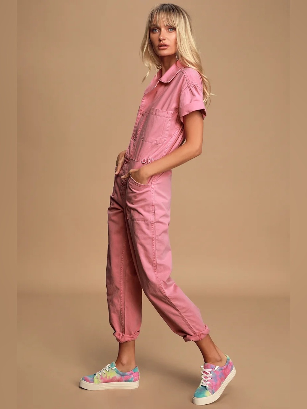 pistola Pink Short-Sleeve Utility Jumpsuit - Picture 4 of 10